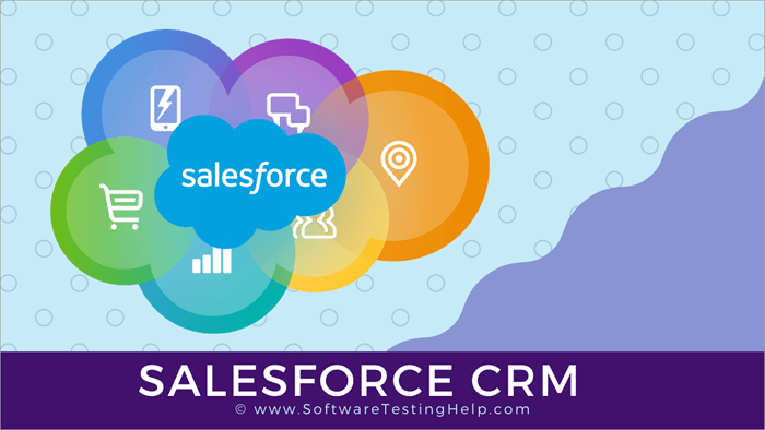 Salesforce cloud with graphic of shopping cart and graph in the background