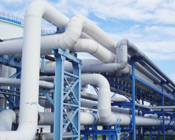 Long integrated outdoor pipeline.