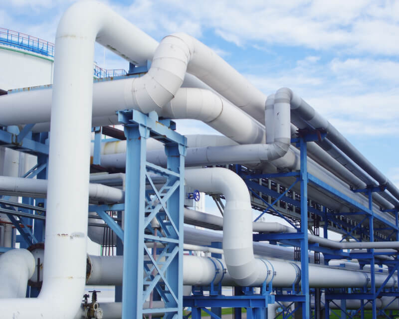 Long integrated outdoor pipeline.