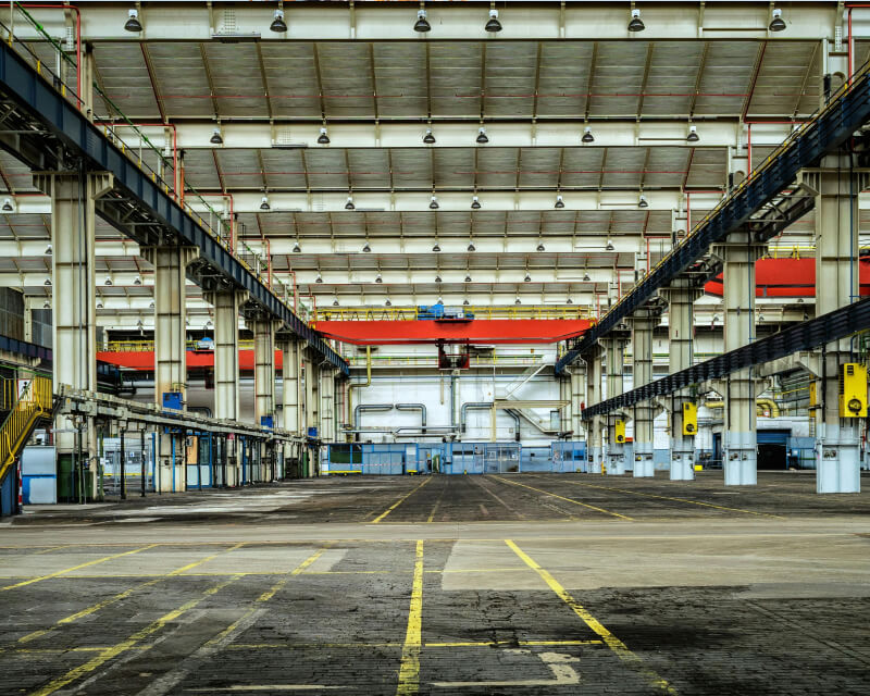 Large open container depot and storage facility.